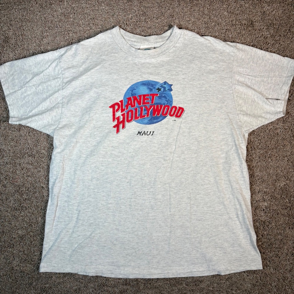 Vintage 90s Planet Hollywood Maui T-Shirt Single Stitch Mens XL Gray Destination